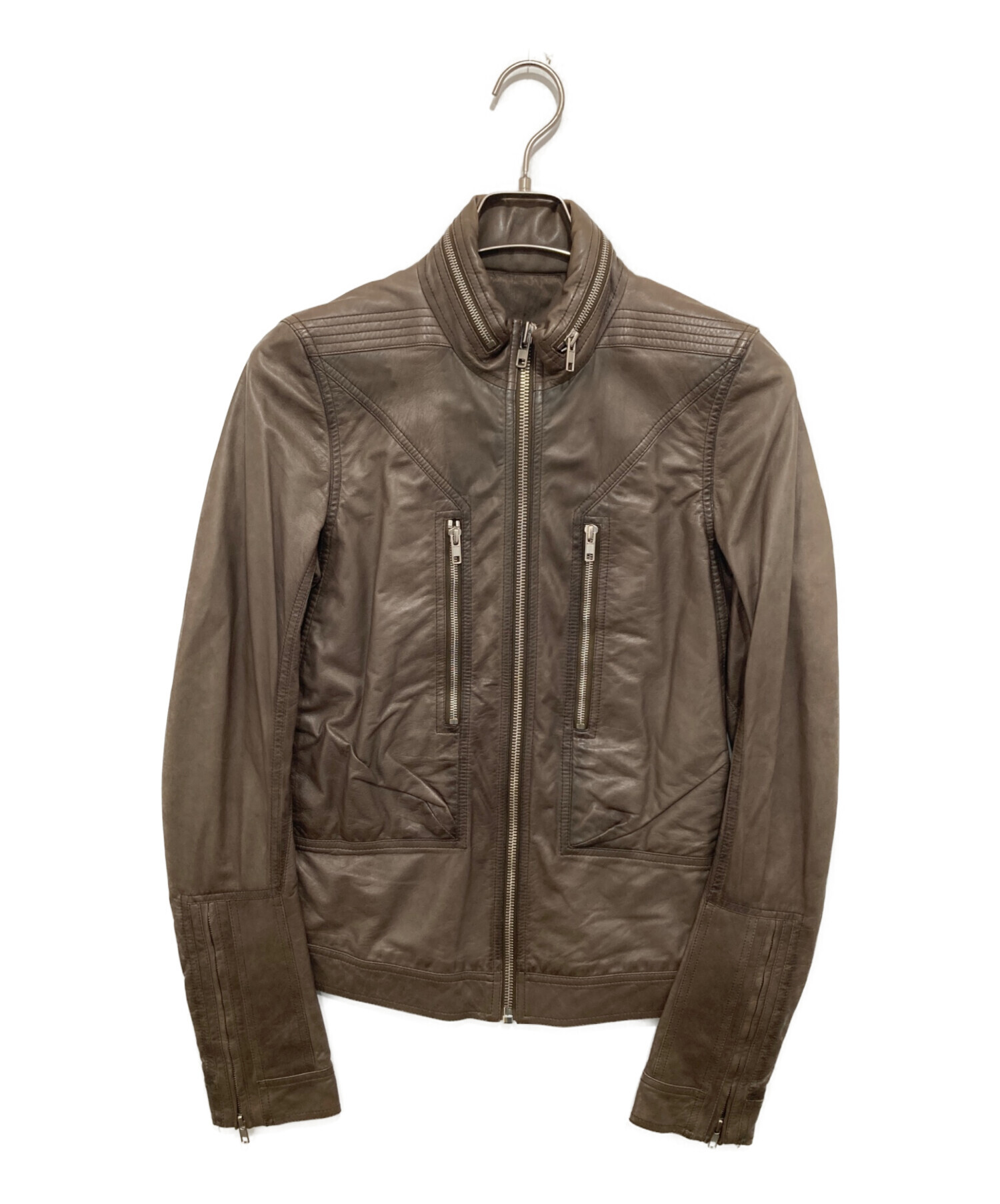 Rick owens リックオウエンス レザージャケット ベージュライダース　s 中古・古着通販】RICK OWENS (リックオウエンス) 14SSマルチジップ