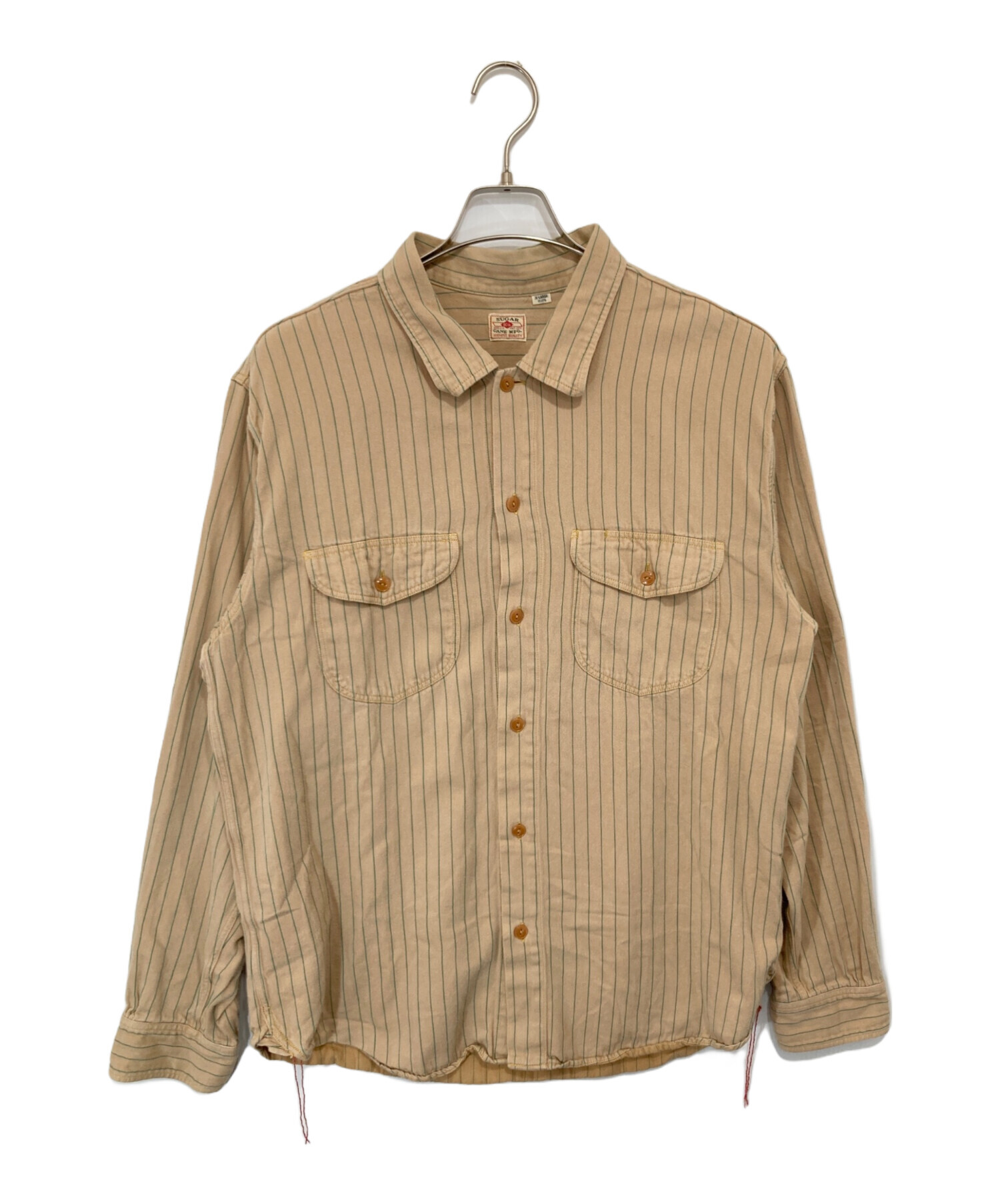 SUGAR CANE シュガーケーン SC28652 COKE STRIPE WORK SHIRT コーク ストライプ ワーク シャツ  長袖シャツ ベージュ系 M【新古品】【未使用】【中古】 中古・古着通販】SUGAR CANE (シュガーケーン) COKE STRIPE WORK SHIRT