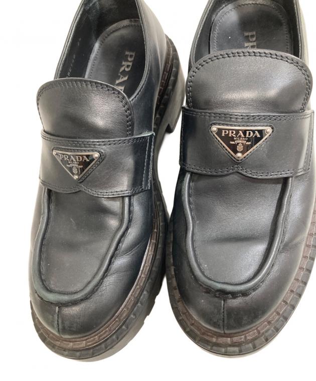【新品未使用】PRADA レザーローファー 10.5サイズ 2DE148 中古・古着通販】PRADA (プラダ) トライアングルロゴローファー 2DE148