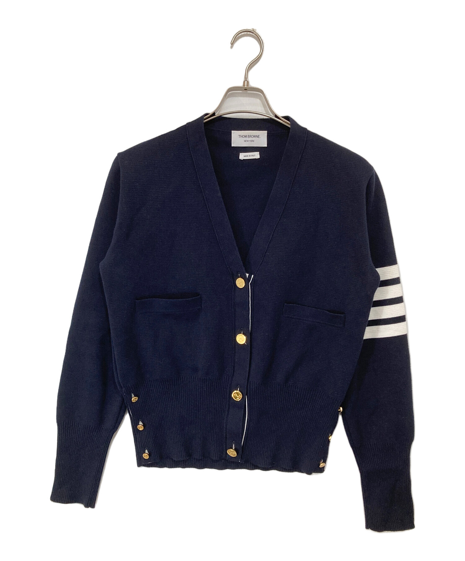 THOM BROWNE トムブラウン カーディガン ケーブル ネイビー 中古・古着通販】Thom Browne (トムブラウン) コットンクレープ ミラノ