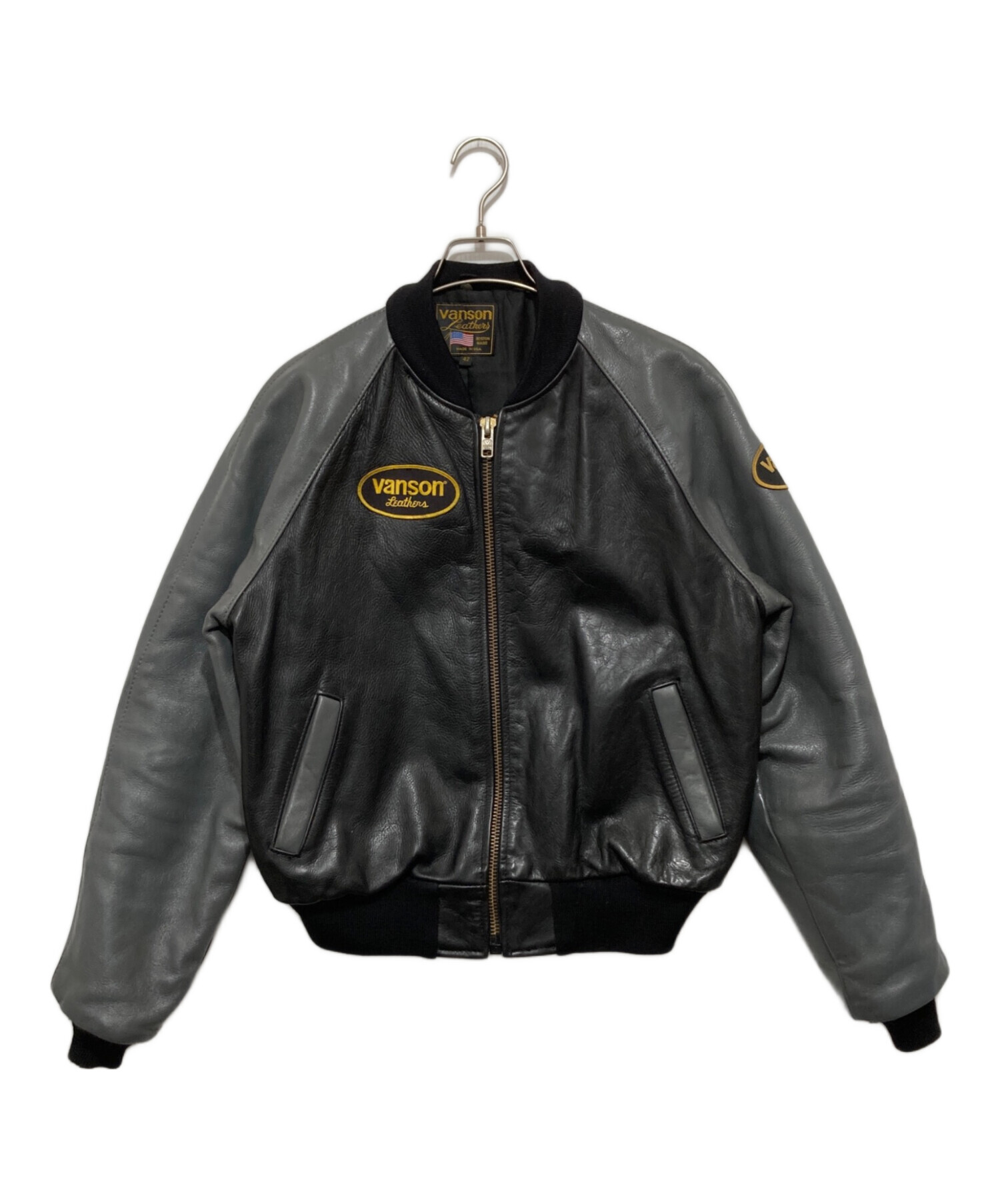 vanson  レザージャケット tjv 34 中古・古着通販】VANSON (バンソン) TJVレザージャケット ブラック