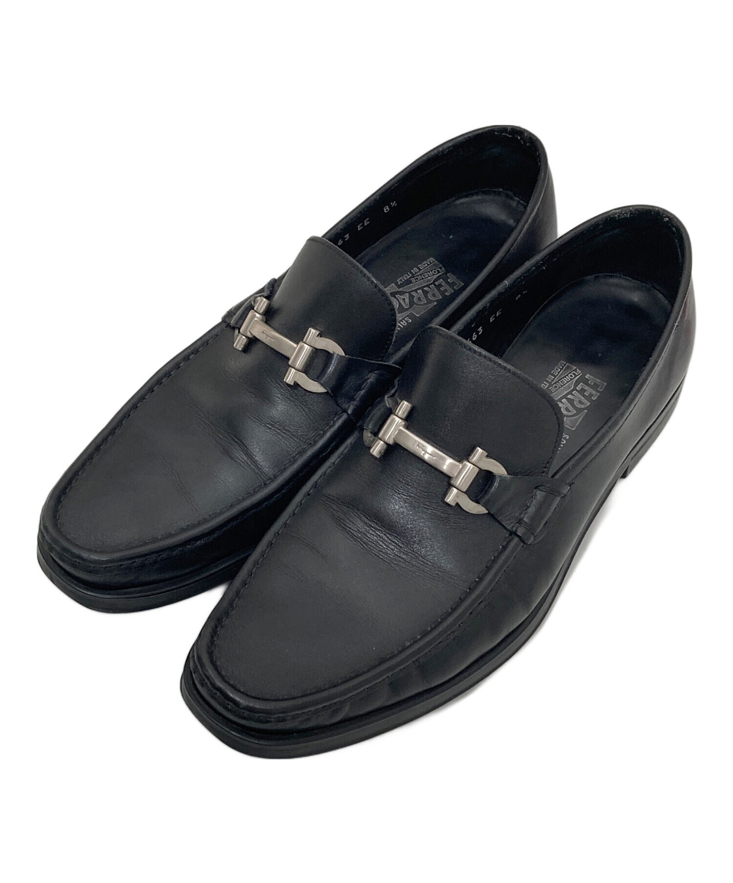 美品 サルヴァトーレフェラガモ ビットローファー ガンチーニ 7.5 3E 黒 中古・古着通販】Salvatore Ferragamo (サルヴァトーレ フェラガモ