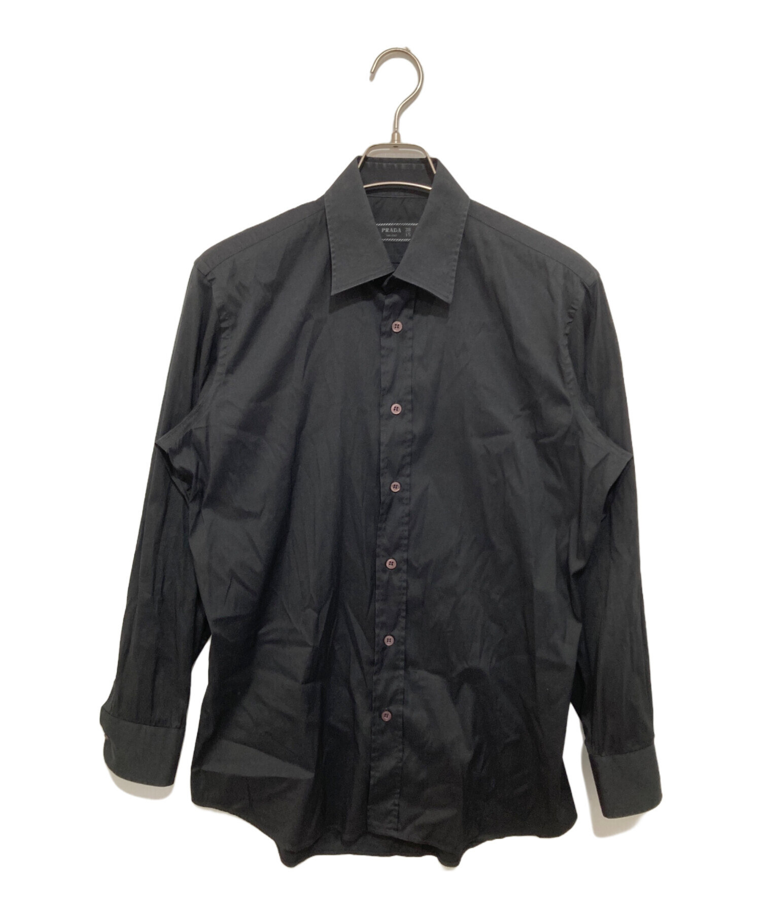 【美品】PRADA プラダ 長袖 ブラウス ブラック 中古・古着通販】PRADA (プラダ) 長袖シャツ UCM679 ブラック サイズ