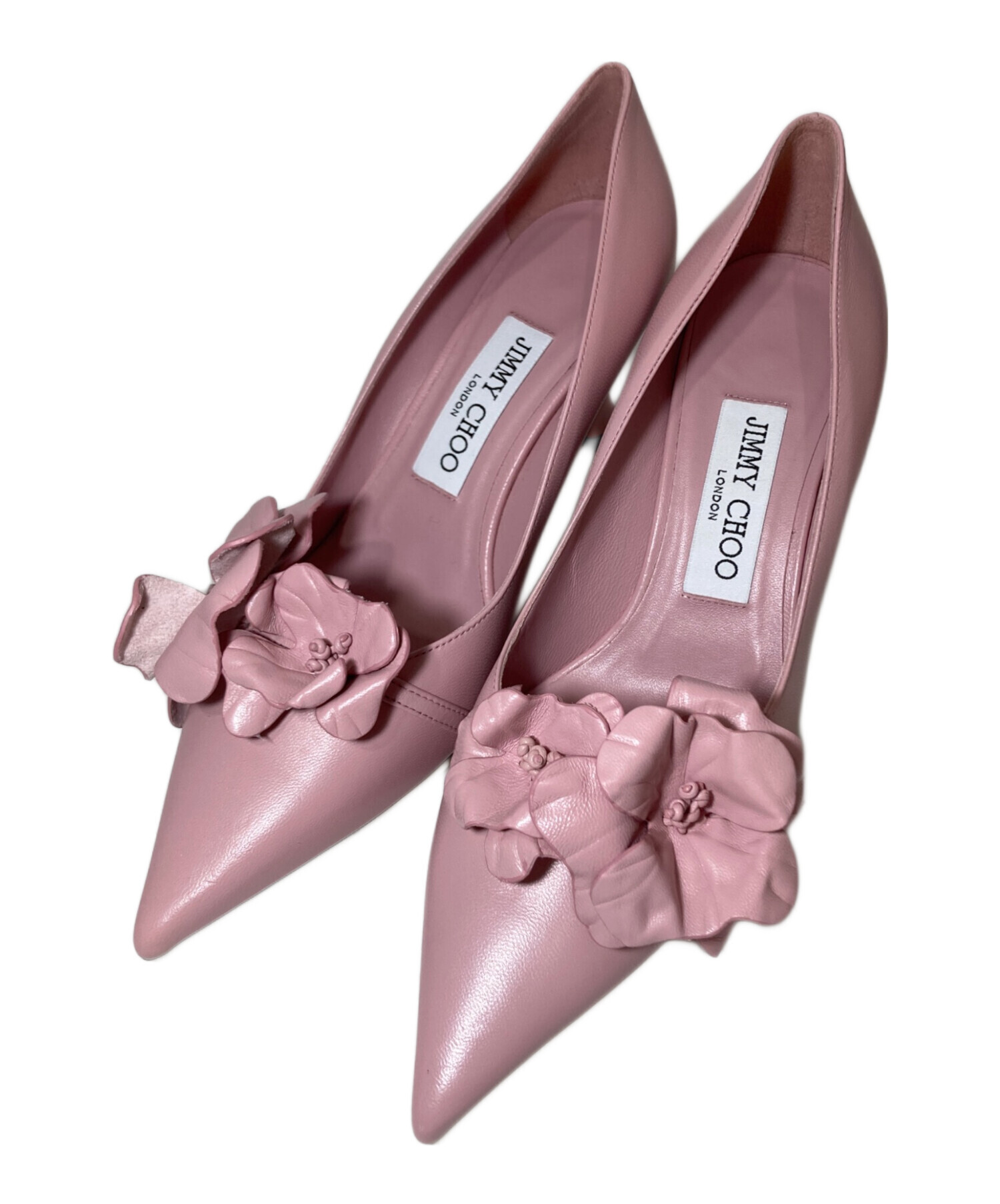 中古・古着通販】JIMMY CHOO (ジミーチュウ) レザーフラワーハイヒール