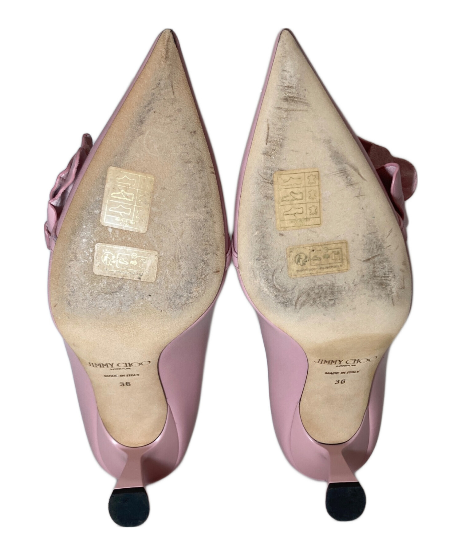 中古・古着通販】JIMMY CHOO (ジミーチュウ) レザーフラワーハイヒール