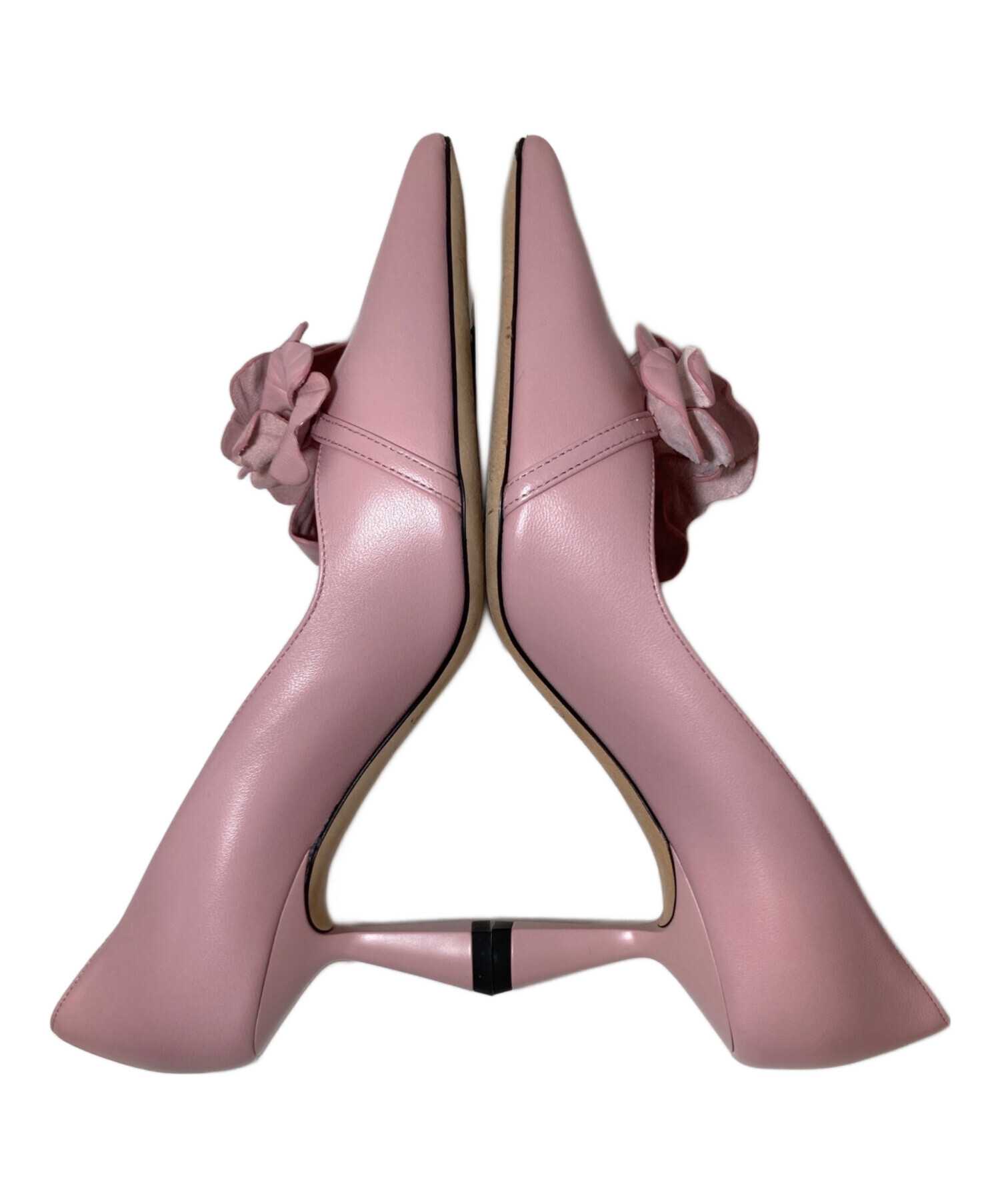 JIMMY CHOO ピンク ハイヒールパンプス 中古・古着通販】JIMMY CHOO (ジミーチュウ) レザーフラワーハイヒール