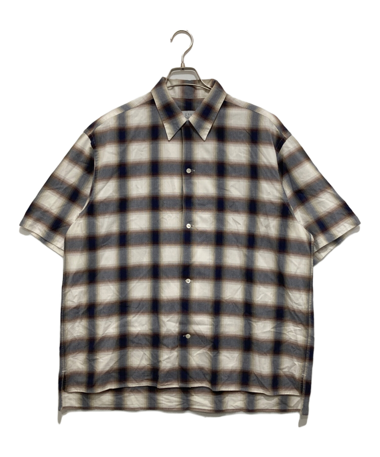 【URU / ウル】OPEN COLLAR SHIRTS TYPE A 中古・古着通販】URU (ウル) OPEN COLLAR S/S SHIRTS/BLUE オープン