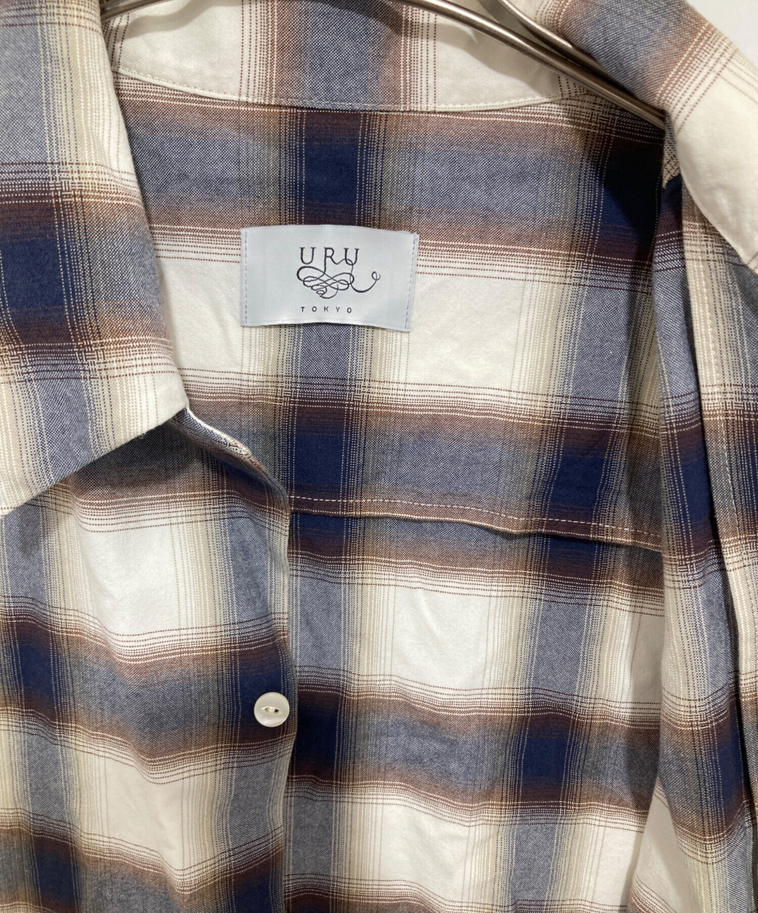 中古・古着通販】URU (ウル) OPEN COLLAR S/S SHIRTS/BLUE オープン