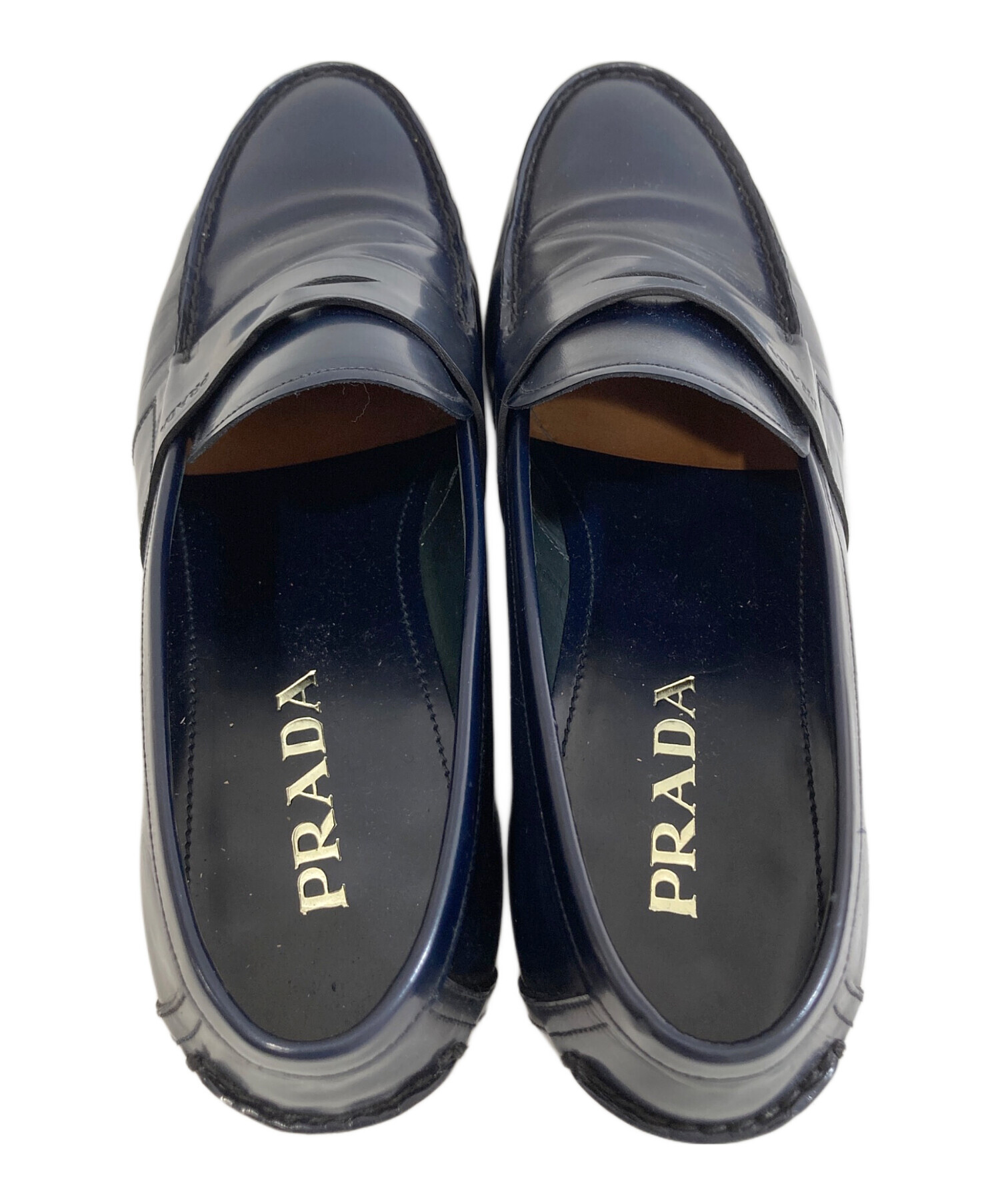 中古・古着通販】PRADA (プラダ) ロゴエンボスローファー ネイビー