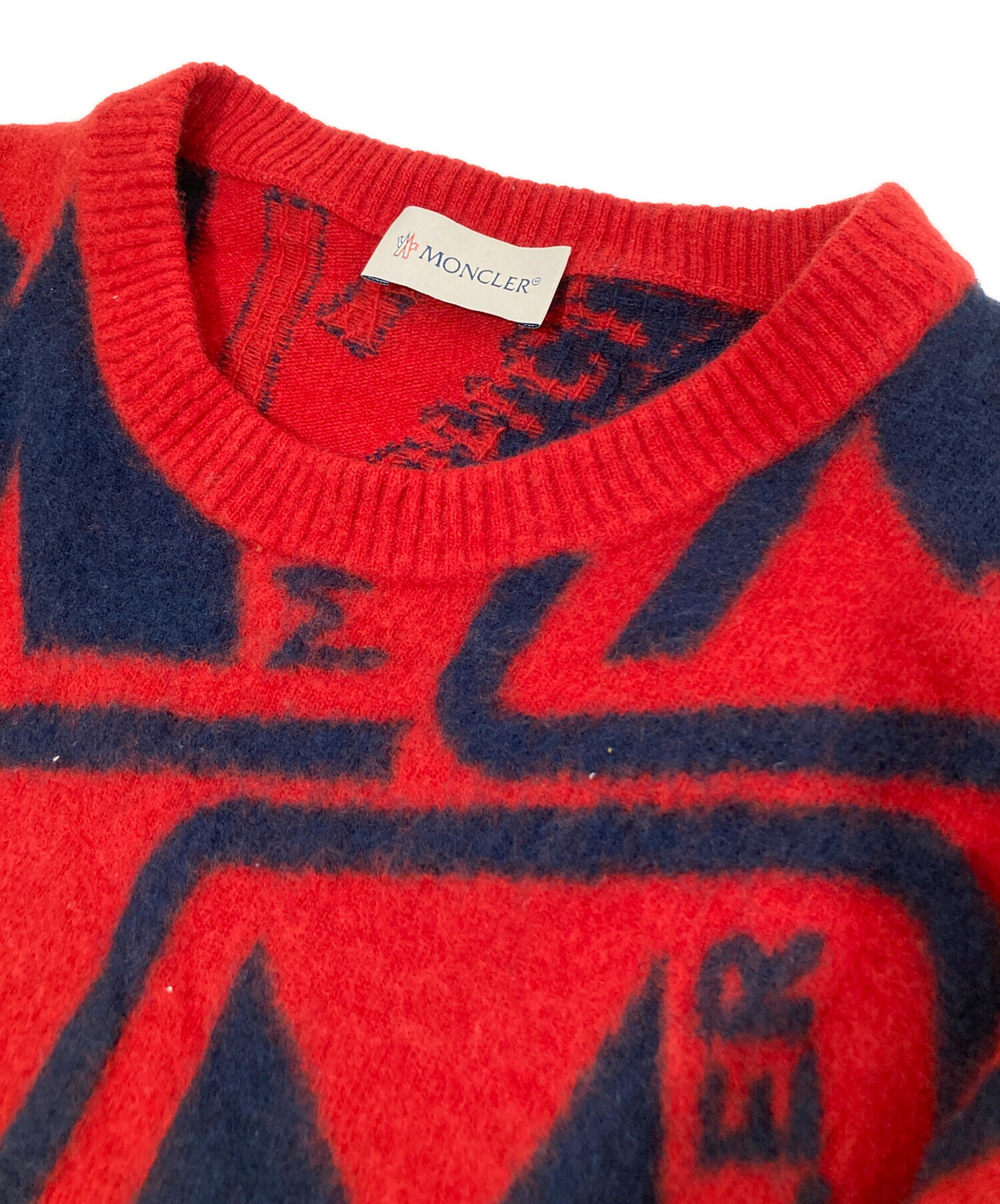 モンクレール　MAGLIONE 長袖ニット　ノルディック柄　レッド　L 中古・古着通販】MONCLER (モンクレール) GIROCOLLO TRICOT ニット