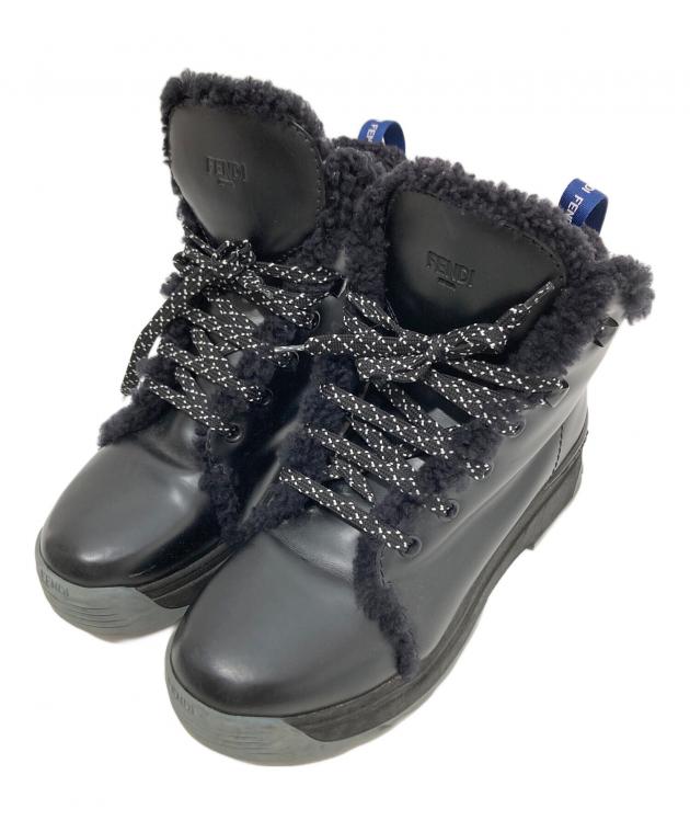 中古・古着通販】FENDI (フェンディ) レザー ショートブーツ ブラック