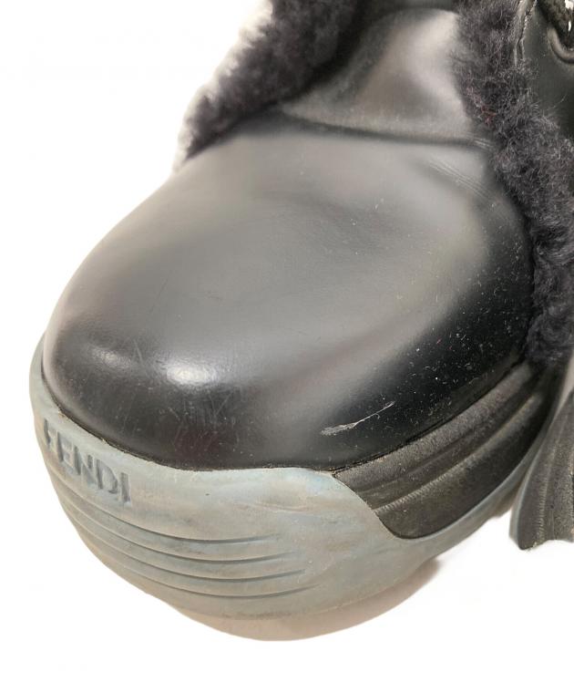 中古・古着通販】FENDI (フェンディ) レザー ショートブーツ ブラック