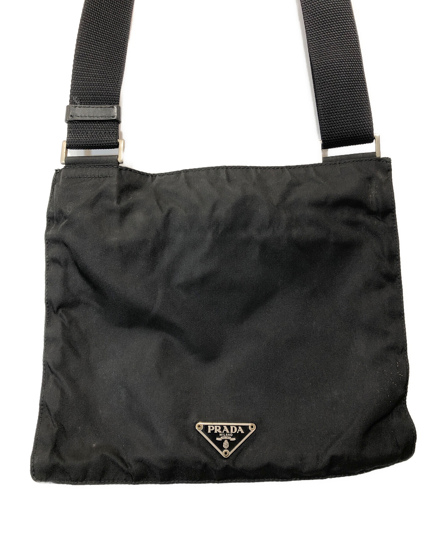 【未使用級】プラダ ショルダーストラップ 迷彩 三角ロゴ 黒 ナイロン 中古・古着通販】PRADA (プラダ) ショルダーバッグ｜ブランド・古着
