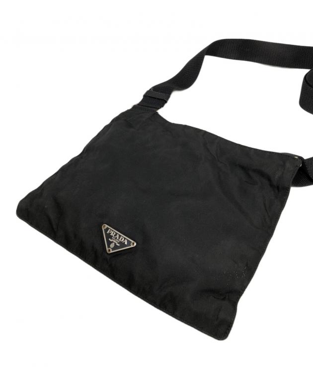 未使用品　ベルト付き　ブラック ショルダーバッグ ナイロン 三角口ゴ 斜め掛け 中古・古着通販】PRADA (プラダ) ショルダーバッグ｜ブランド・古着