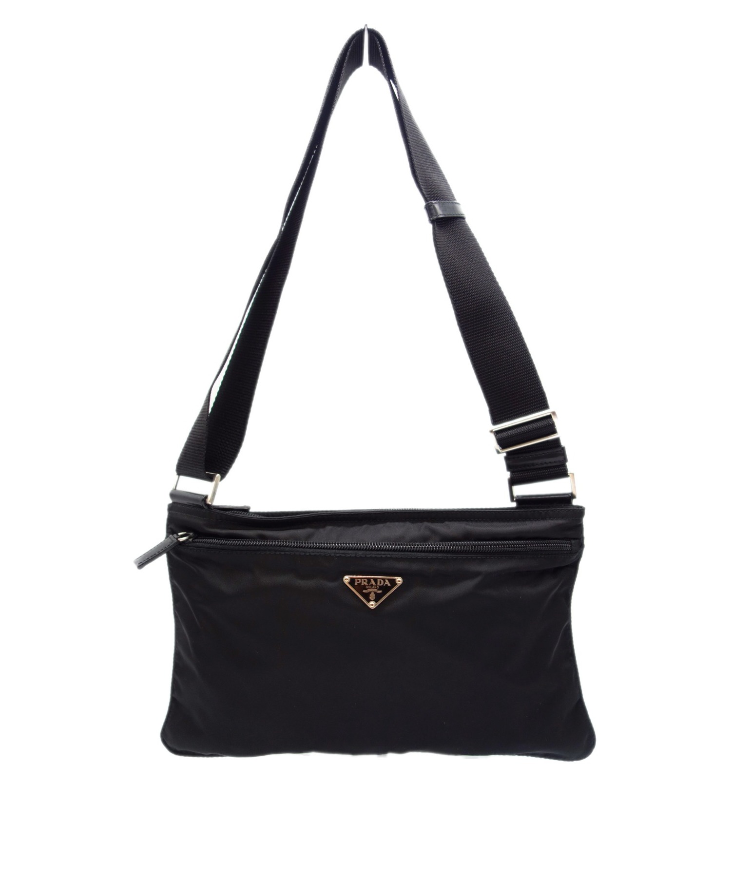 中古・古着通販】PRADA (プラダ) ナイロンショルダーバッグ ブラック 
