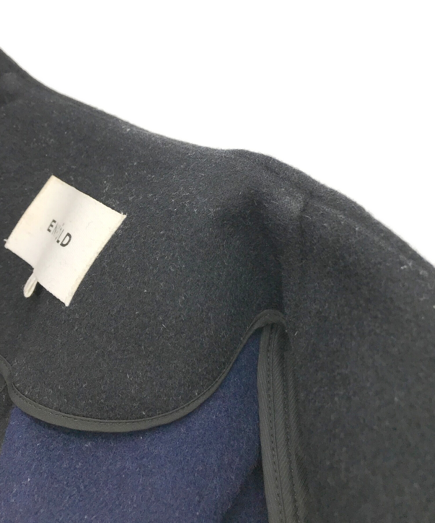 中古・古着通販】ENFOLD (エンフォルド) ウールリバーノーカラーコート