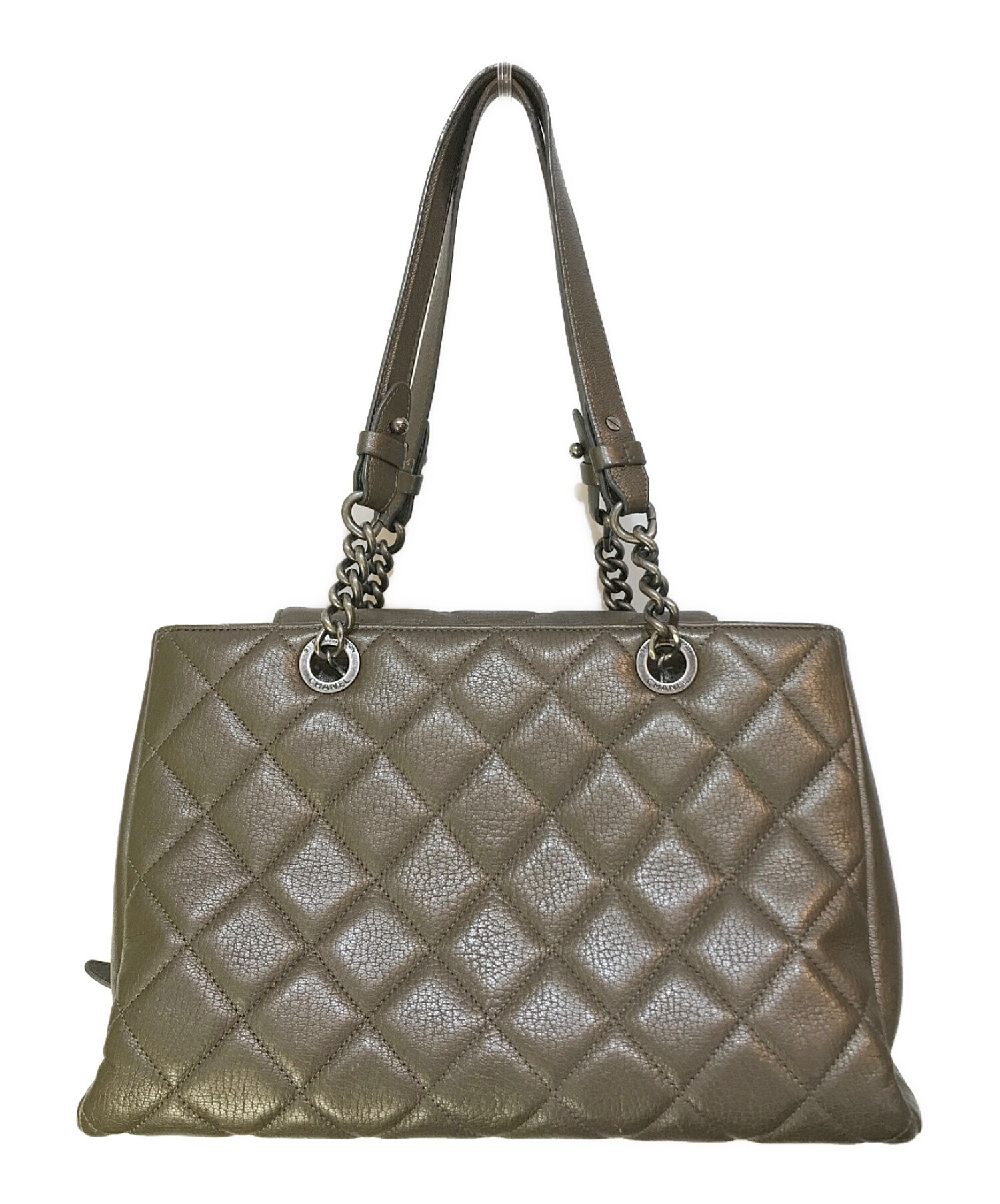 中古・古着通販】CHANEL (シャネル) チェーントートバッグ グレー 