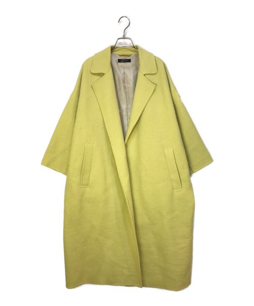 美品　スタニングルアー　モヘヤ　チェックロングコート　M イエロー 中古・古着通販】STUNNING LURE (スタニングルアー) ステンカラー