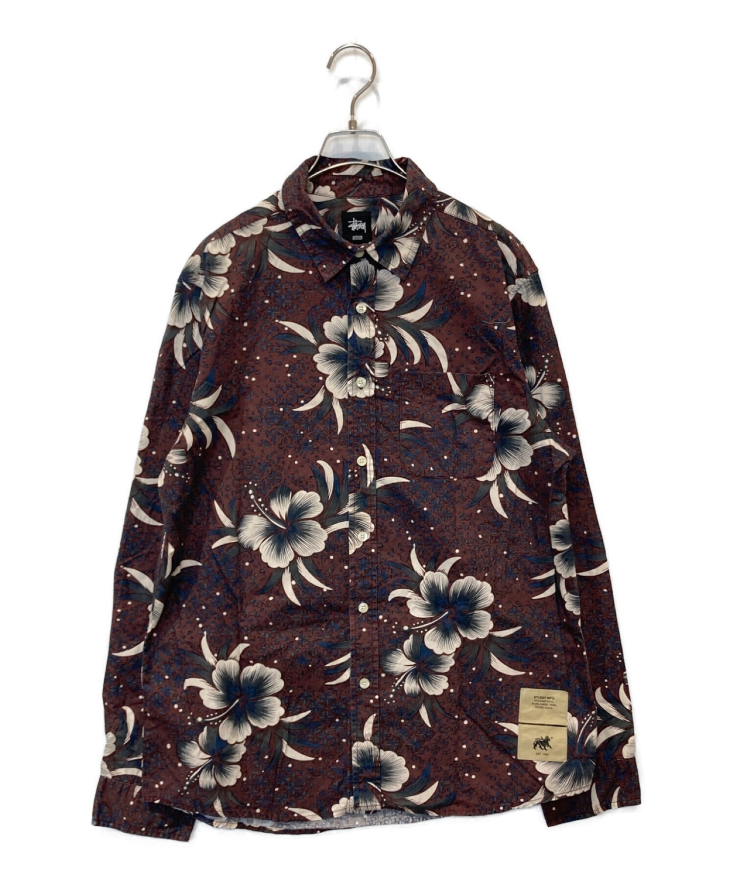 中古・古着通販】stussy (ステューシー) 花柄シャツ ブラウン サイズ:M 