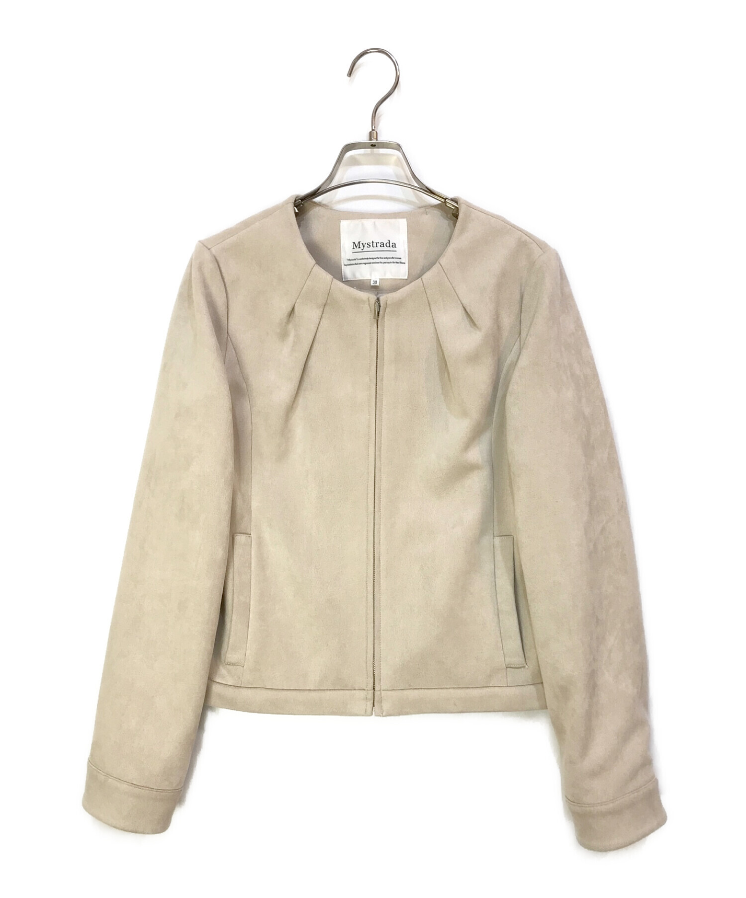 mystrada ノーカラージャケット 38サイズ 中古・古着通販】Mystrada (マイストラーダ) ノーカラーブルゾン