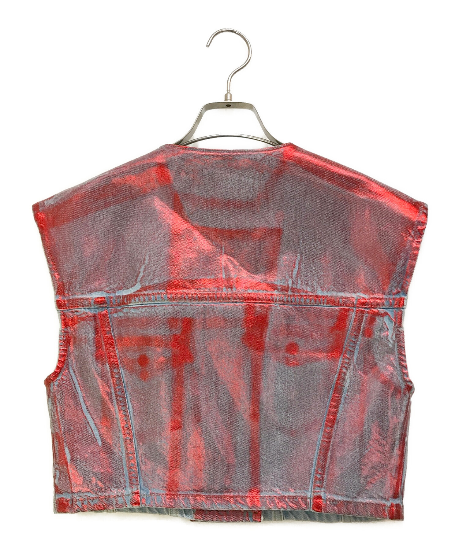 中古・古着通販】GANNI (ガニー) クロップドデニムベスト レッド