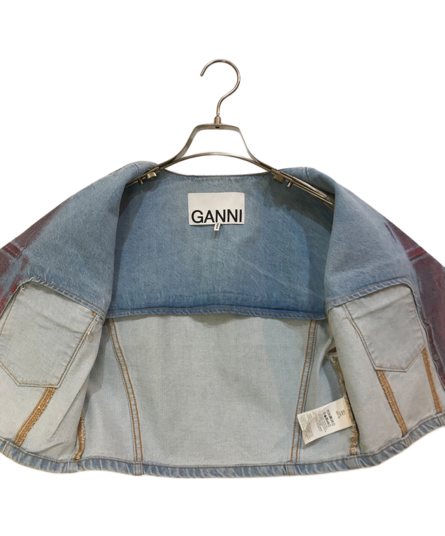 中古・古着通販】GANNI (ガニー) クロップドデニムベスト レッド