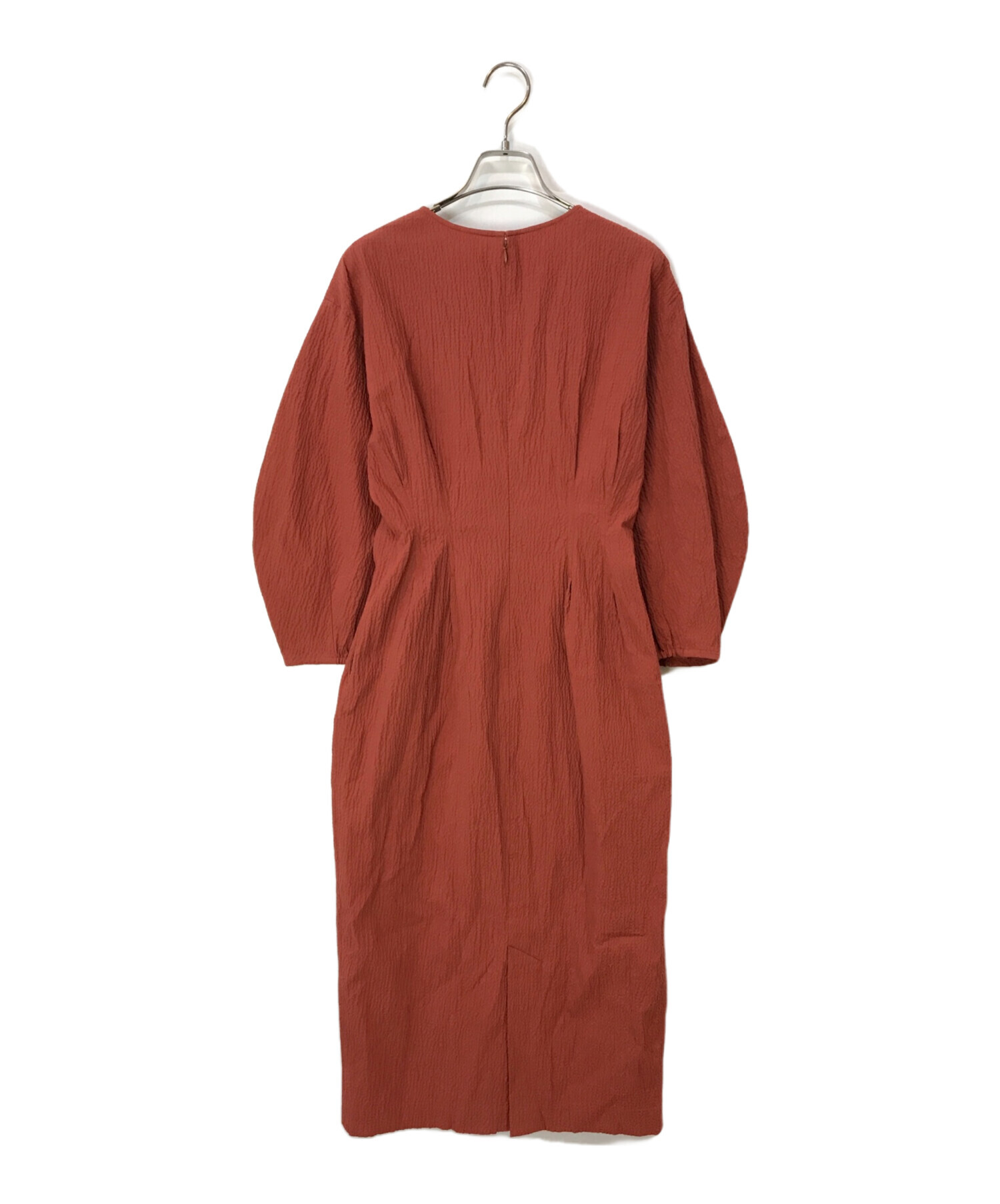 IENA (イエナ) コットンリップルウエストシェイプワンピース レッド サイズ:36