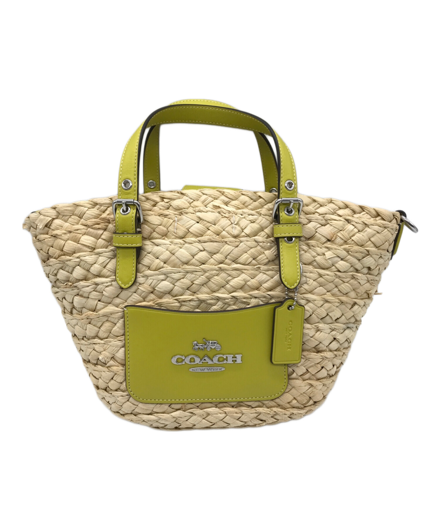 中古・古着通販】COACH (コーチ) SMALL STRAW TOTE バッグ ベージュ 