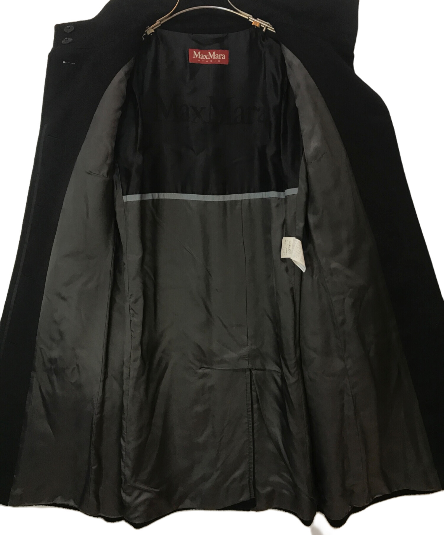 MaxMara STUDIO ブラック　スタンドカラー　コート MaxMara studio 黒 スタンドカラーコート 【公式通販】