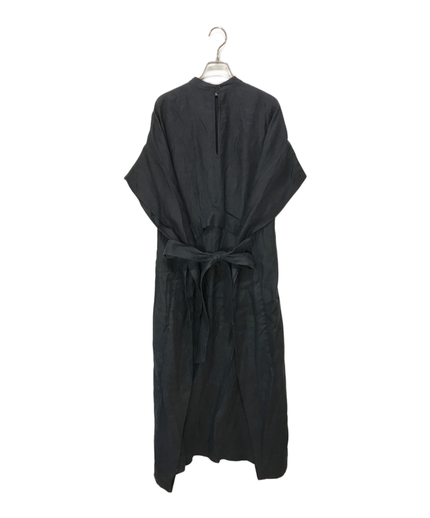 中古・古着通販】HYKE (ハイク) LINEN DRESS チャコールグレー サイズ 