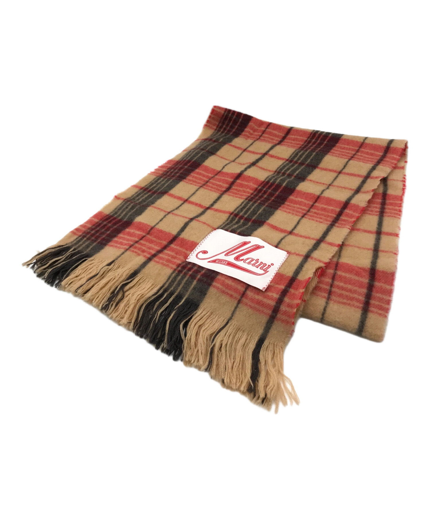 中古・古着通販】MARNI (マルニ) チェック ウール スカーフ ロゴラベル