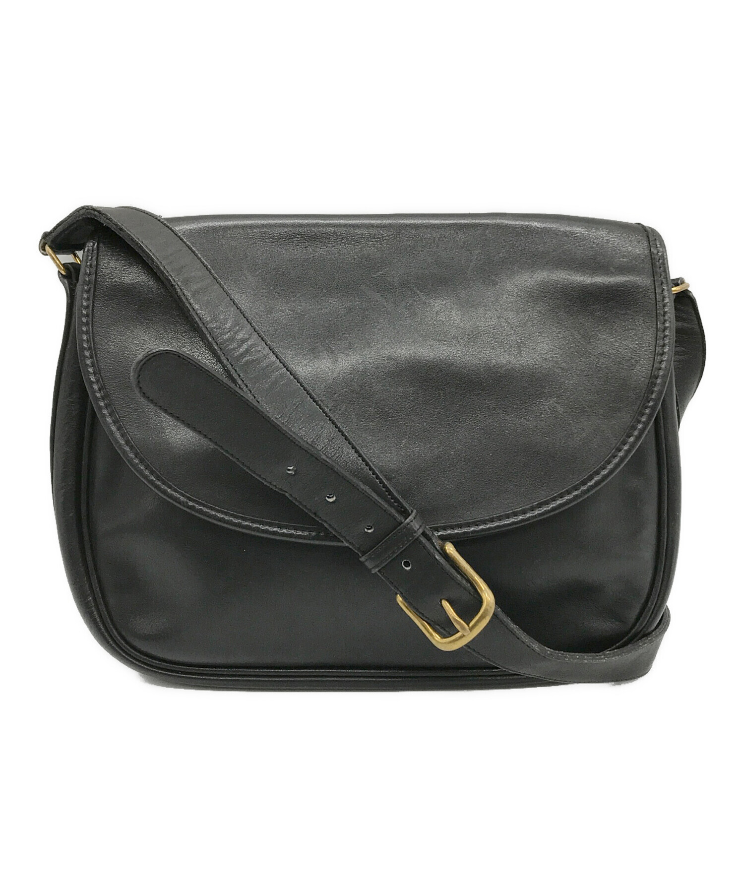 COACH コーチ フラップ ショルダーバッグ／ブラック美品 中古・古着通販】COACH (コーチ) フラップショルダーバッグ ブラック