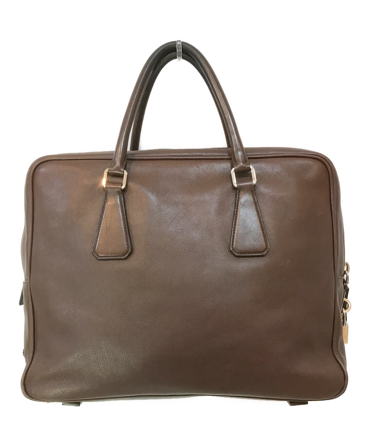 中古・古着通販】PRADA (プラダ) レザーブリーフケース ブラウン