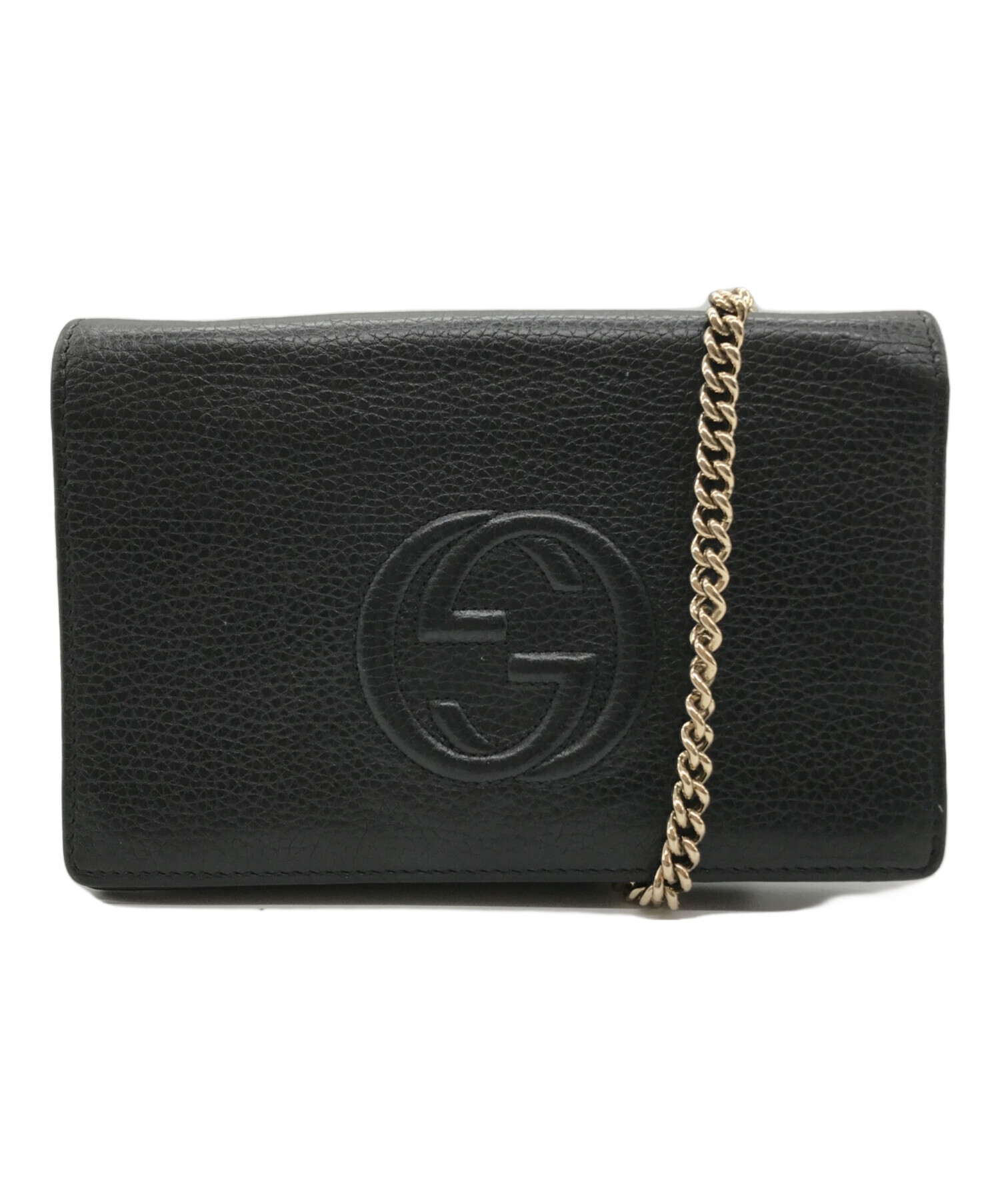 入手困難✨ GUCCI グッチ チェーンショルダー ウォレット ブラック 中古・古着通販】GUCCI (グッチ) インターロッキングG ソーホー