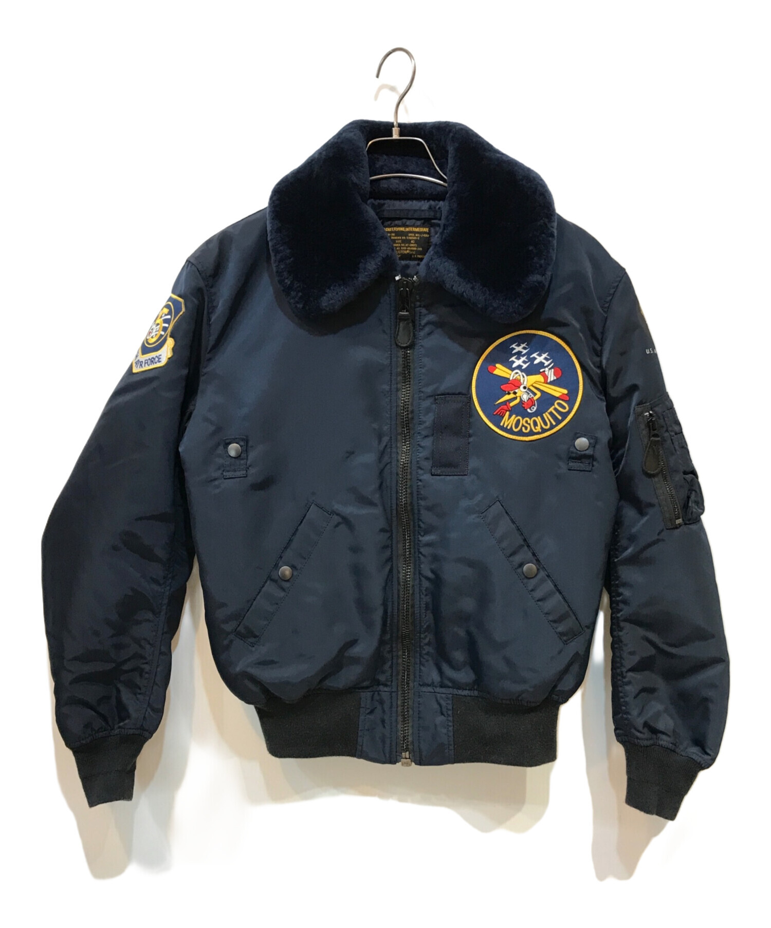【美品】HOUSTON B-15C フライトジャケット 40 ネイビー 中古・古着通販】HOUSTON (ヒューストン) B-15C フライトジャケット