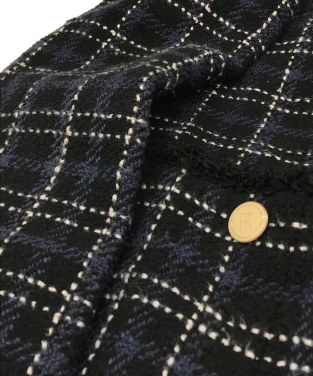 中古・古着通販】Rene (ルネ) ノーカラーツイードコート ネイビー