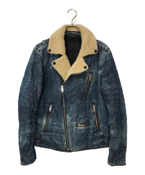 美品 ディーゼル ウォッシュ加工 ライダースジャケット ダブル デニム ボア DIESEL（ディーゼル） メンズ ジャケット デニムジャケット ボア