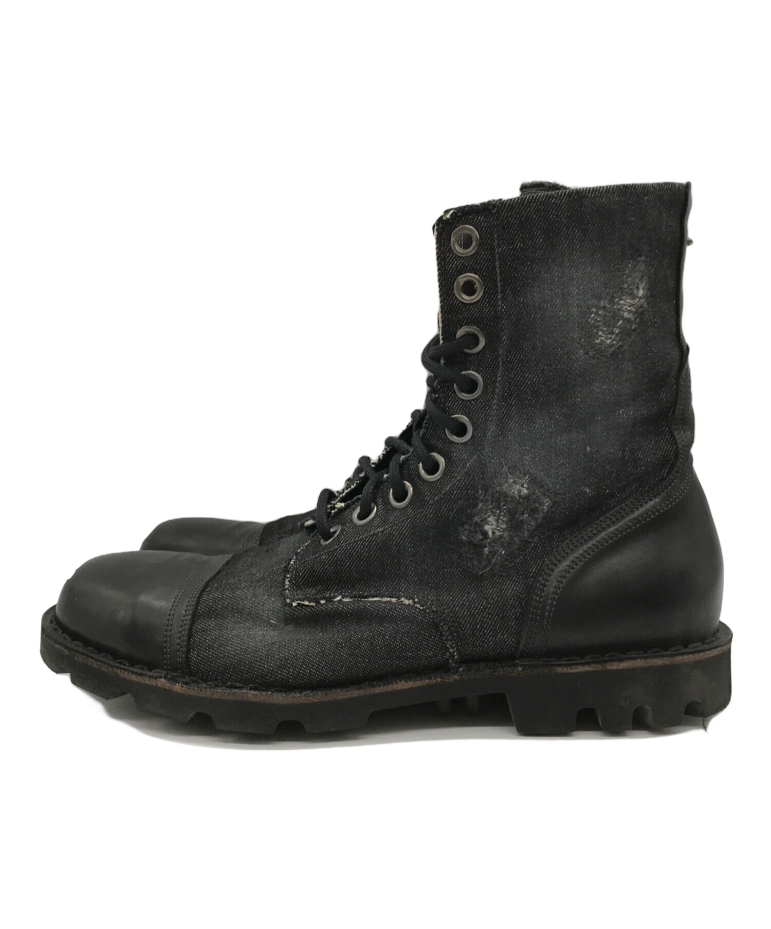 中古・古着通販】DIESEL (ディーゼル) デニムブーツ ブラック サイズ  