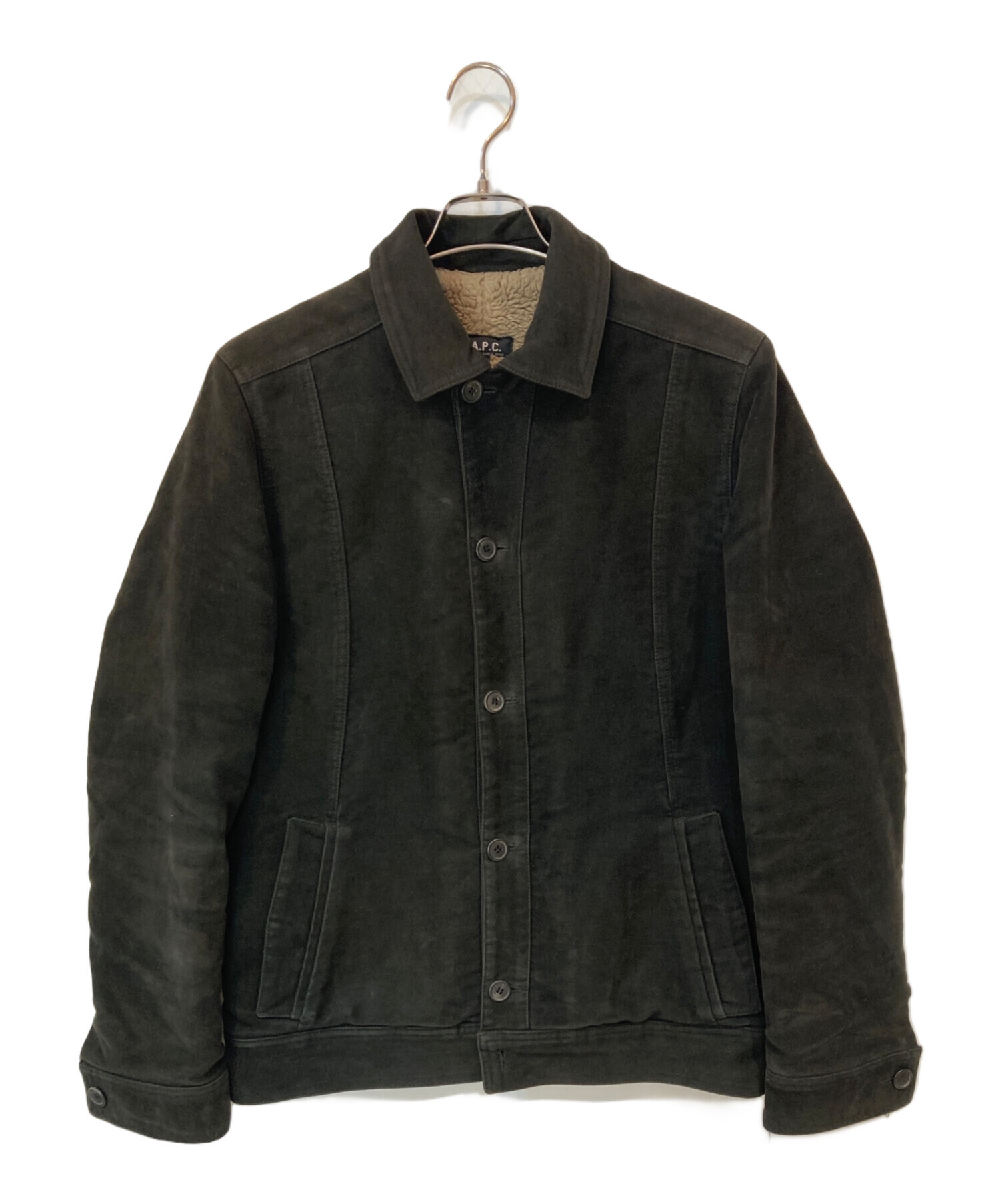 A.P.C アーペーセー オイルドジャケット 内ボアミリタリージャケット 中古・古着通販】A.P.C (アーペーセー) 内ボアジャケット ブラック