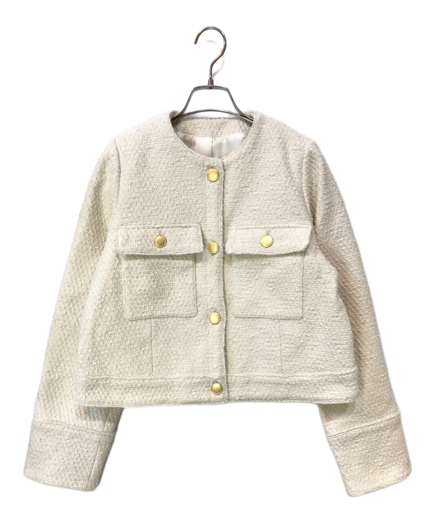 中古・古着通販】BABYLONE (バビロン) ツイードクルーネックジャケット