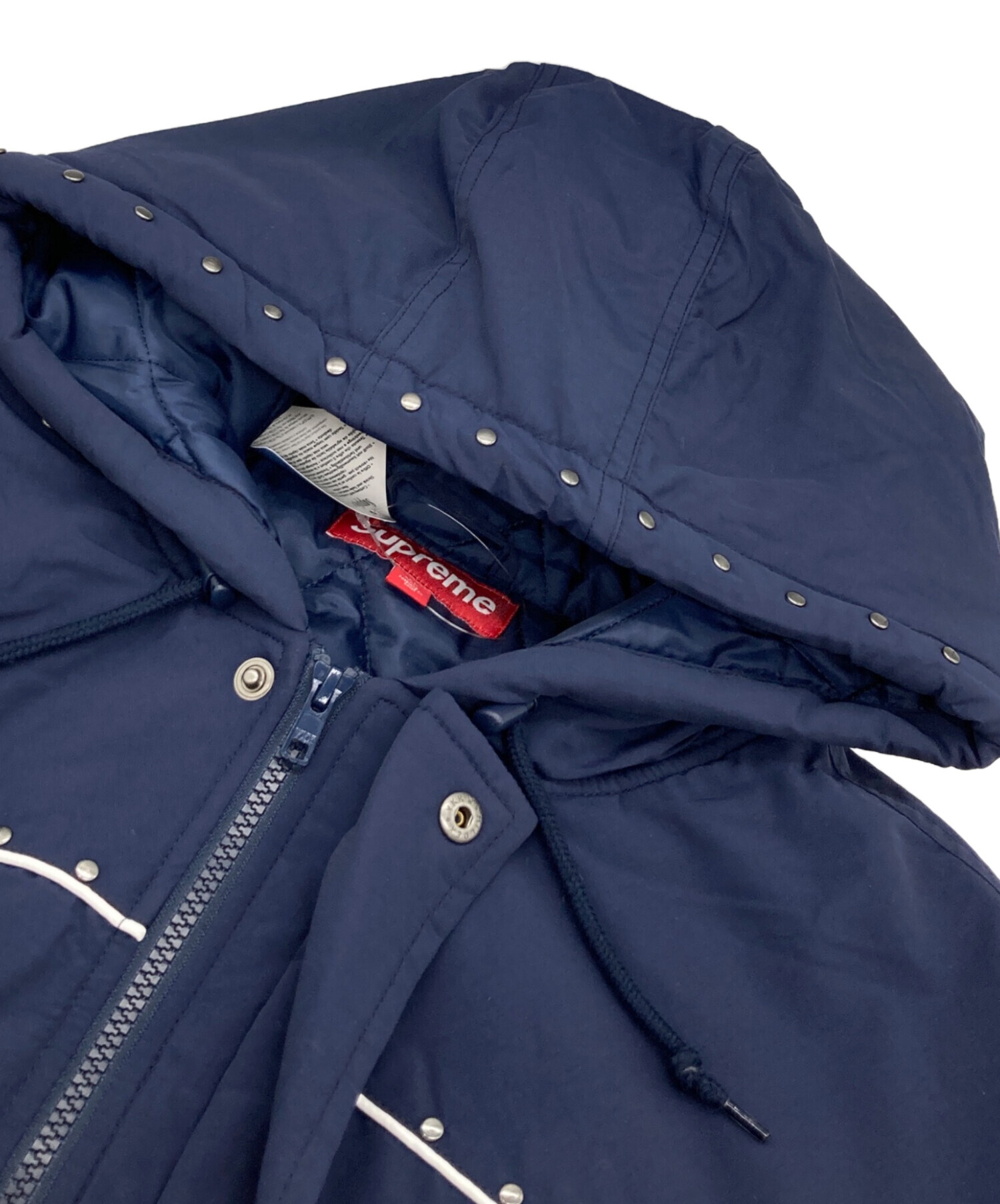 Supreme スタジアムジャケット ネイビー SUPREME x Mitchell & Ness 22SS STADIUM SATIN VARSITY JACKET サイズ