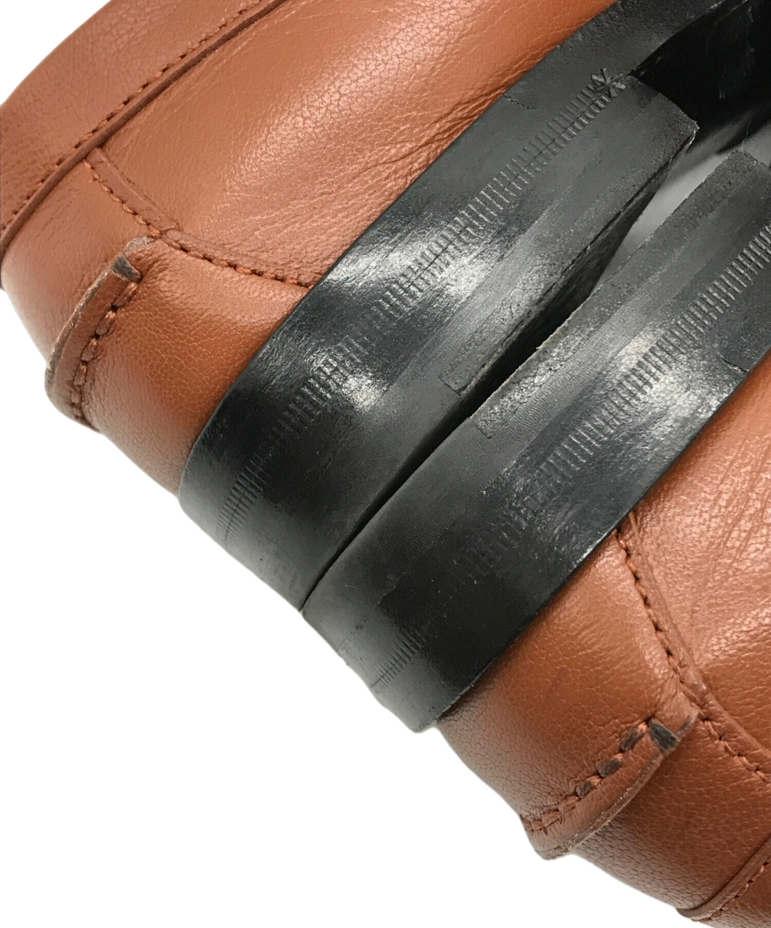 中古・古着通販】GUCCI (グッチ) メタルロゴ ローファー ブラウン 