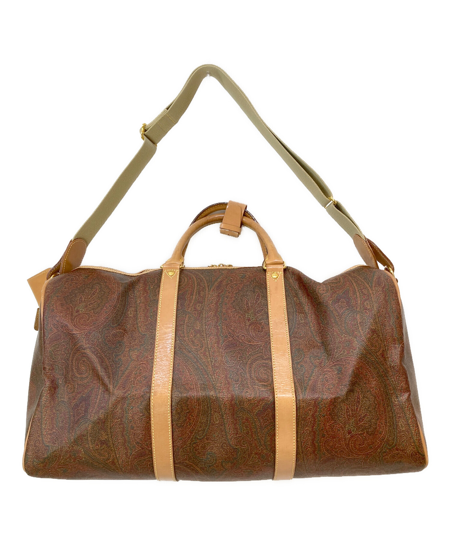 エトロ ETRO 2way ボストンバッグ ペイズリー柄 PVC 南京錠 鍵付き