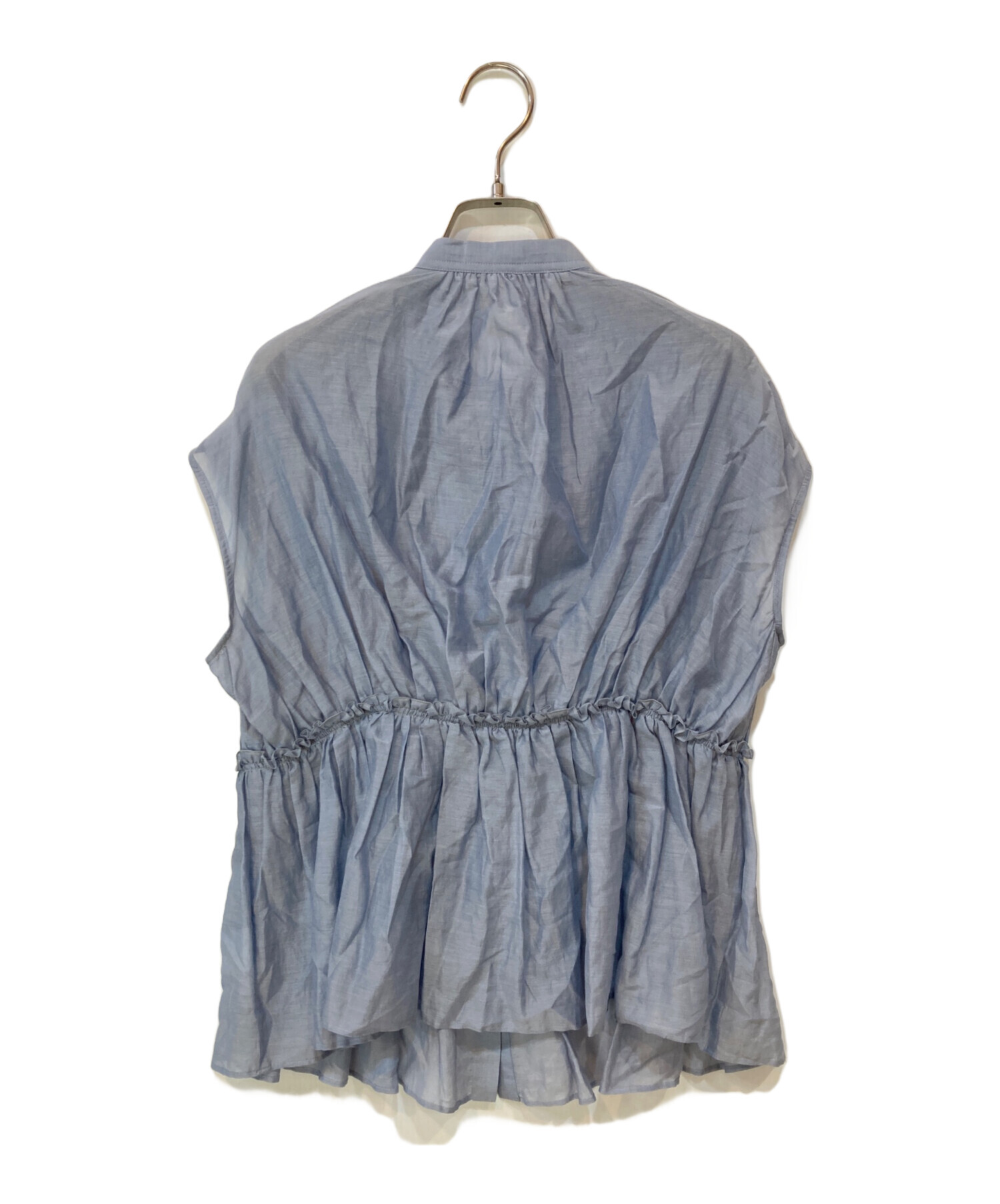 タグ付き✨24年 トゥモローランド コットンシルク シャーリングペプラムブラウス トゥモローランドコレクション コットンシルク シャーリングペプラム