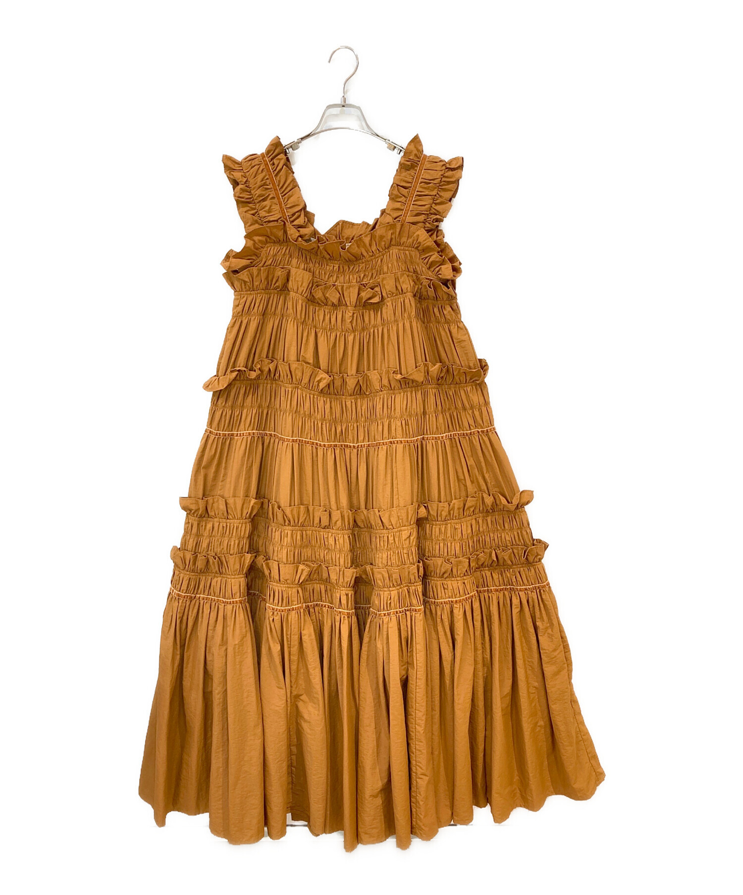 PERNA ペルナ 新品 ギャザーキャミフリルワンピース ブルー Lサイズ ギャザーキャミフリルワンピース（ワンピース）｜ PERNA ギャザーキャミフリルワンピース