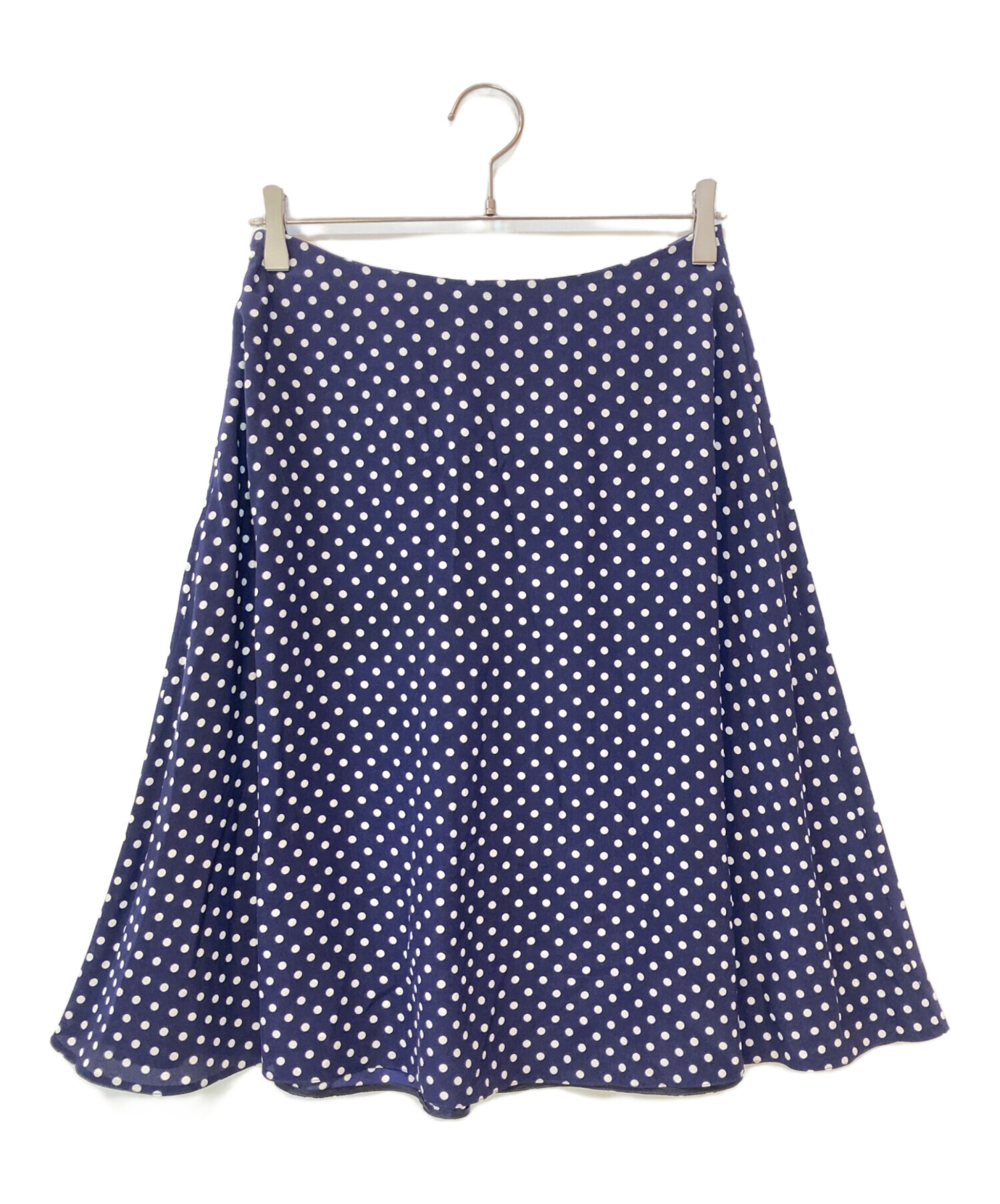 【新品・未使用】PRADA シルク スカート ネイビー 40 中古・古着通販】PRADA (プラダ) シルクドットスカート ネイビー