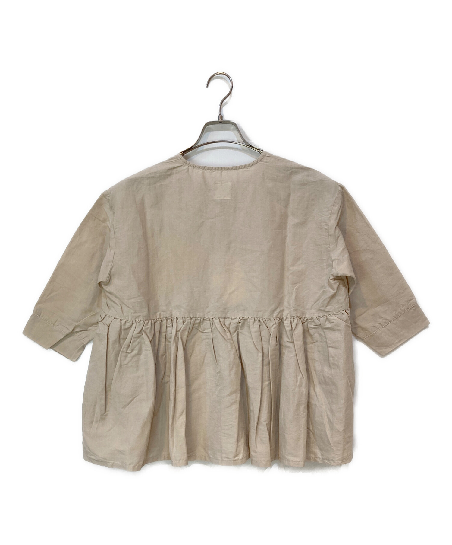 中古・古着通販】Gauze# (ガーゼ) リネン混ブラウス ベージュ サイズ 