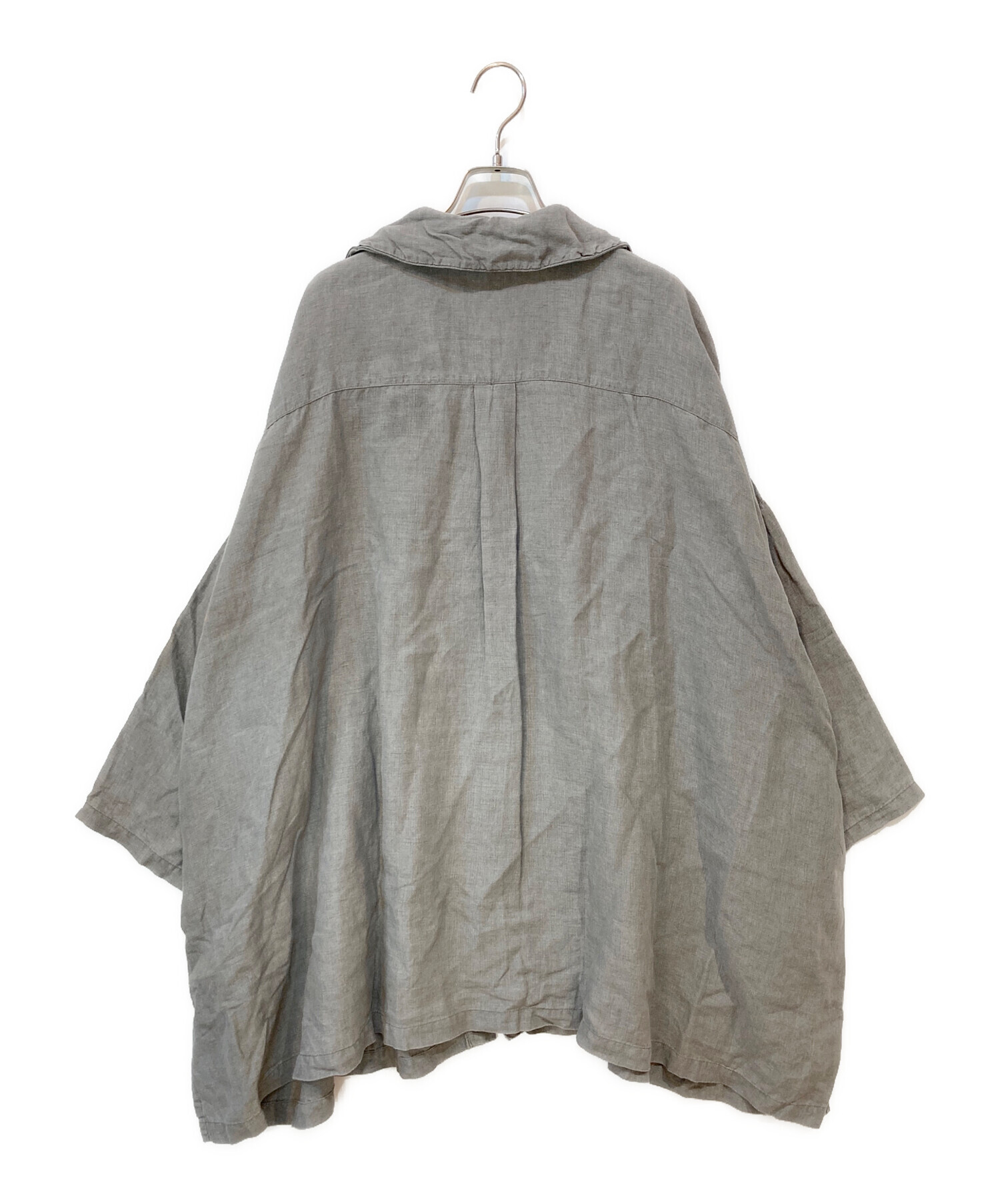 ネストローブ nest Robe 天然染めウイングカラーオーバーシャツ グレー 