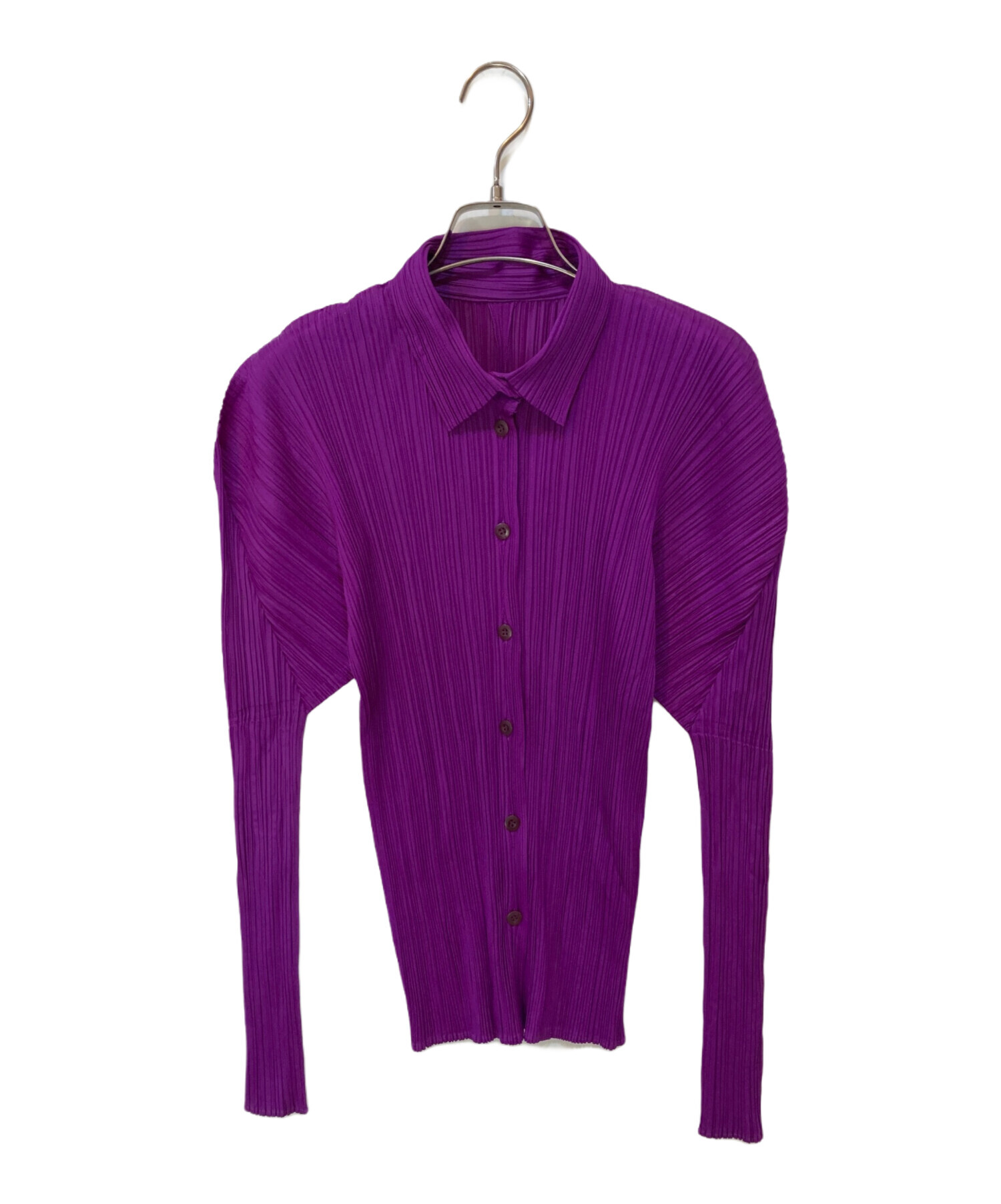 美品 XL PLEATS PLEASE プリーツプリーズ 長袖 ブラウス 紫 中古・古着通販】PLEATS PLEASE (プリーツプリーズ) 長袖プリーツ