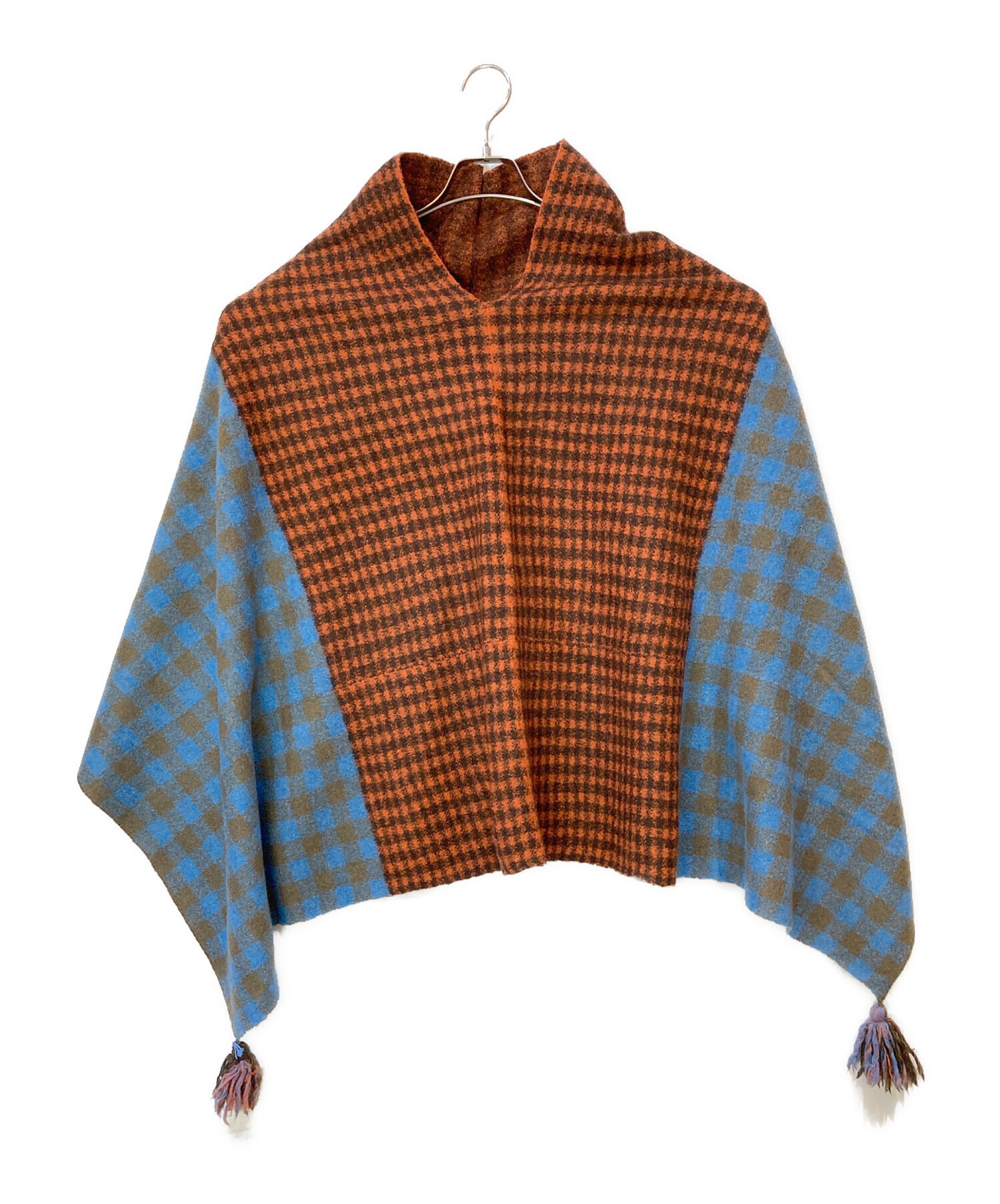 45R 縮絨ギンガム ジャカードのポンチョ フォーティファイブアール 45R